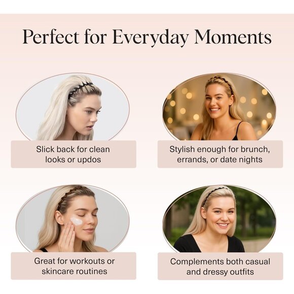 Women's Black/tort Non Slip Fashion Slicked Back Style Comfortable Comb Headband - Picture 6 of 8